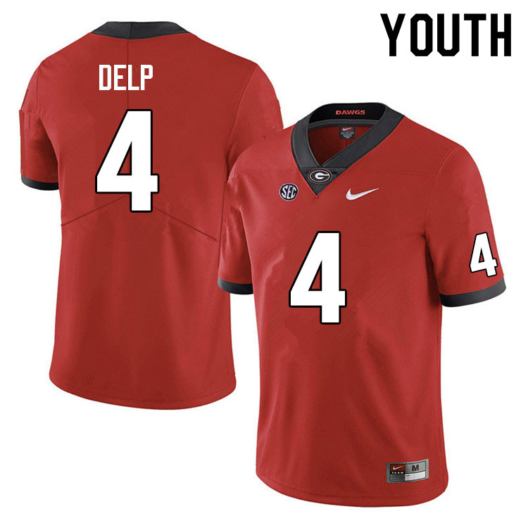 Youth #4 Oscar Delp Georgia Bulldogs College Football Jerseys Sale-Red Anniversary